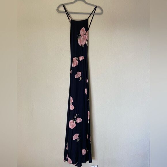 Reformation Myrtle Maxi Black Dress Floral Backless Tank Size 8 - Picture 7 of 8